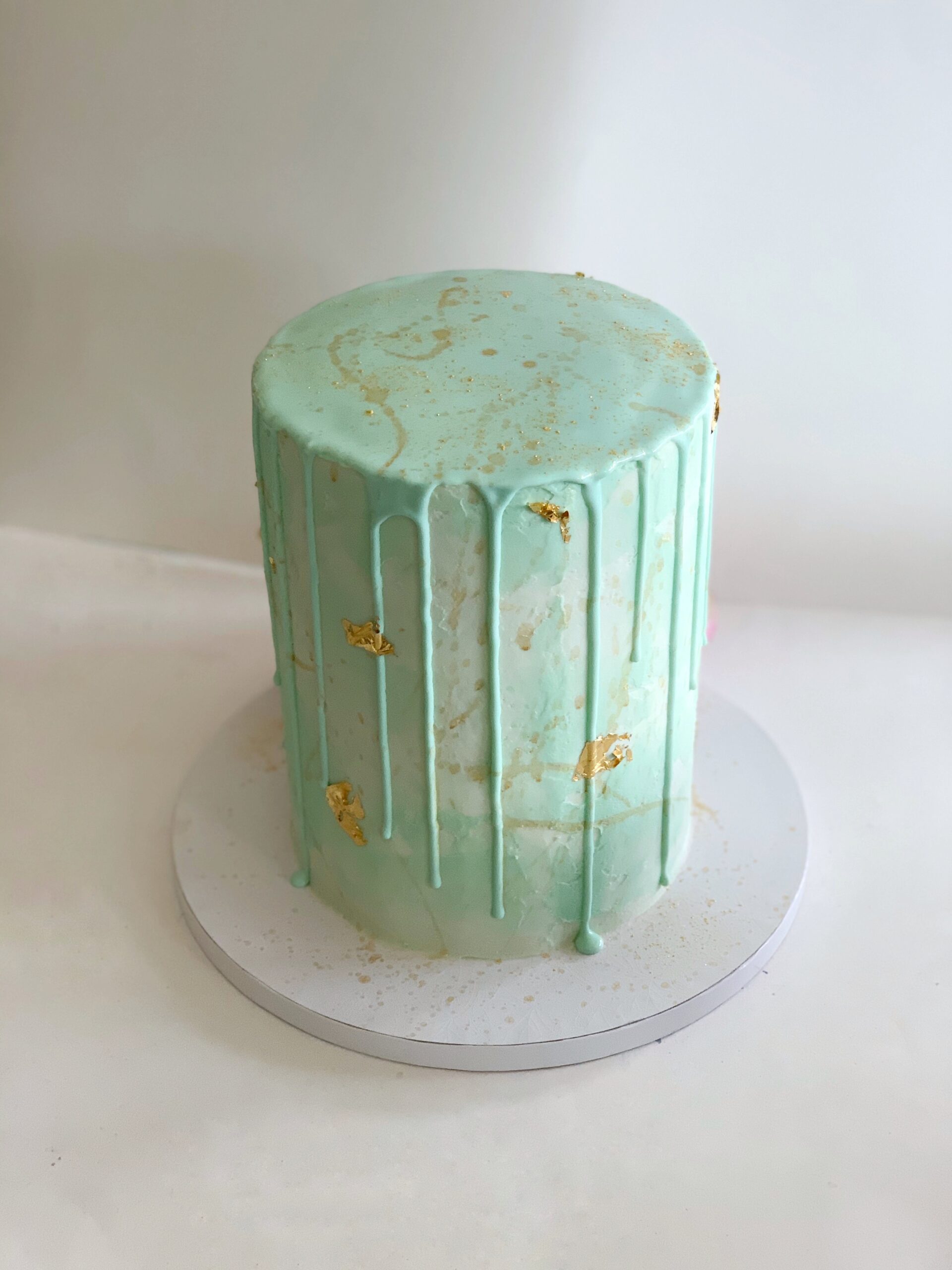 Mint green drip cake